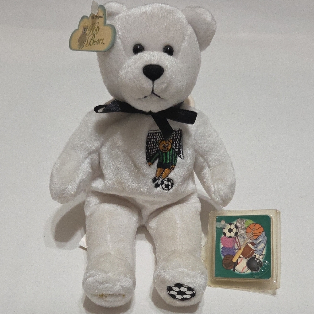 White Soccer Bear Plush by